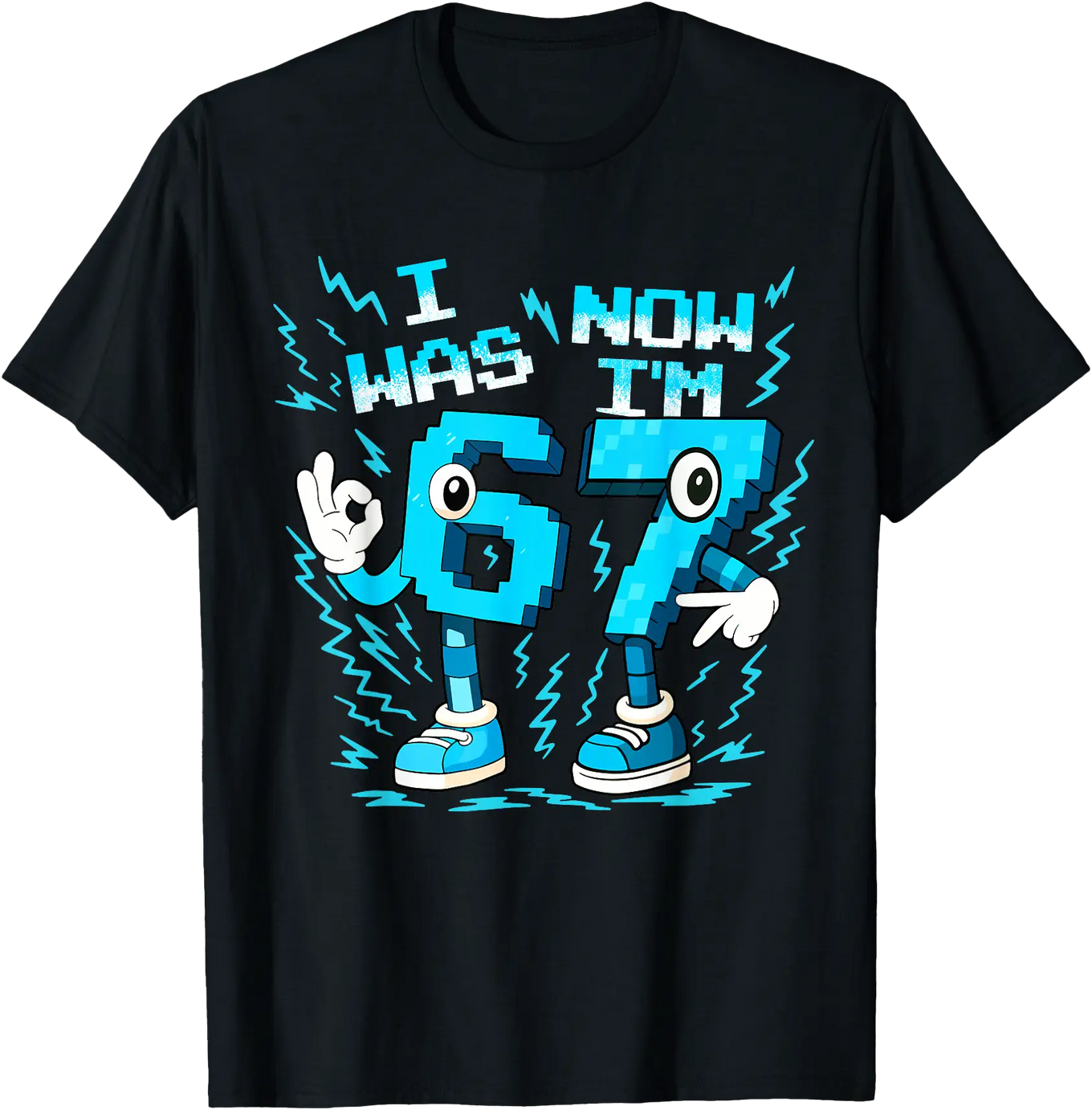 Playful Pixelated Design T-Shirt for Birthday Celebrations - Perfect Gift for Age 7