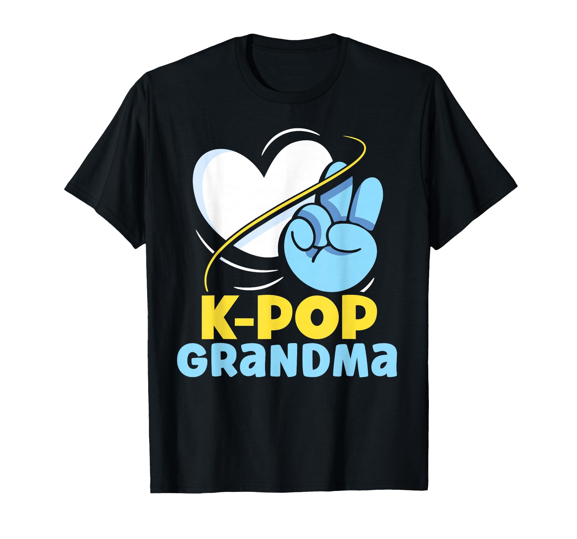 Cute K-POP Grandma Lover Music Heart Peace Sign T-Shirt for Fun and Stylish Wear