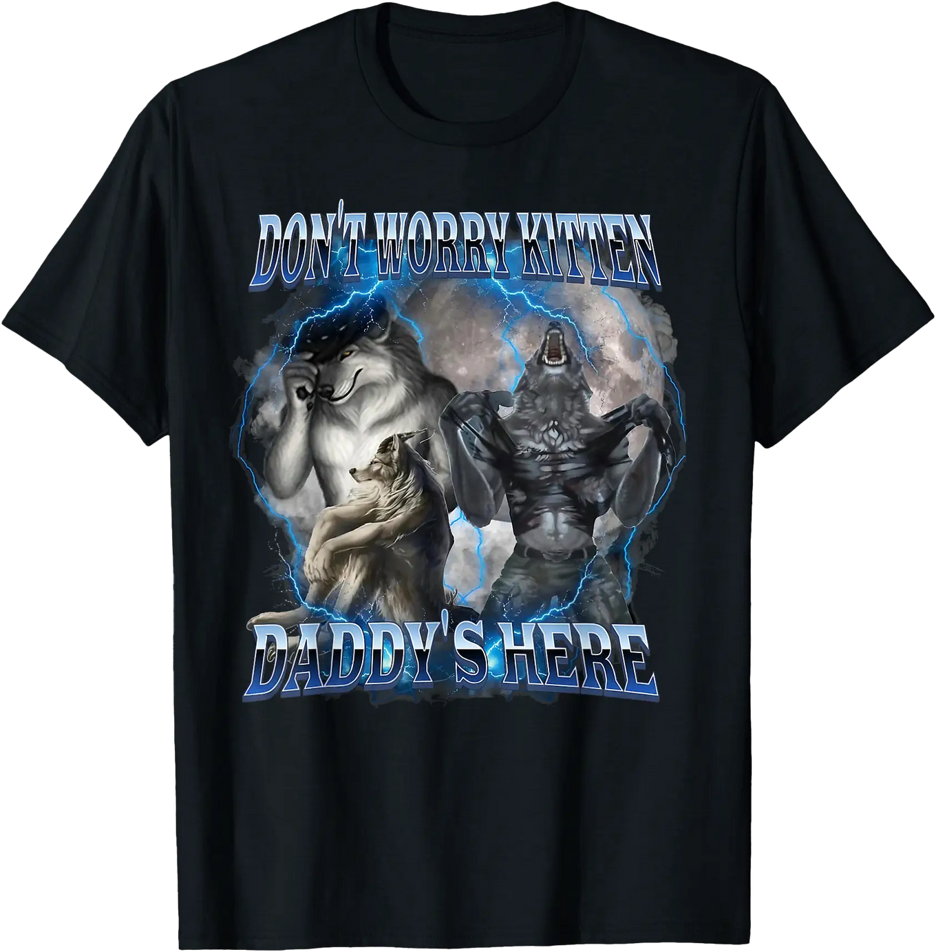 Playful Animal Graphic T-Shirt - Don't Worry Kitten Daddy's Here Design for Fun Style