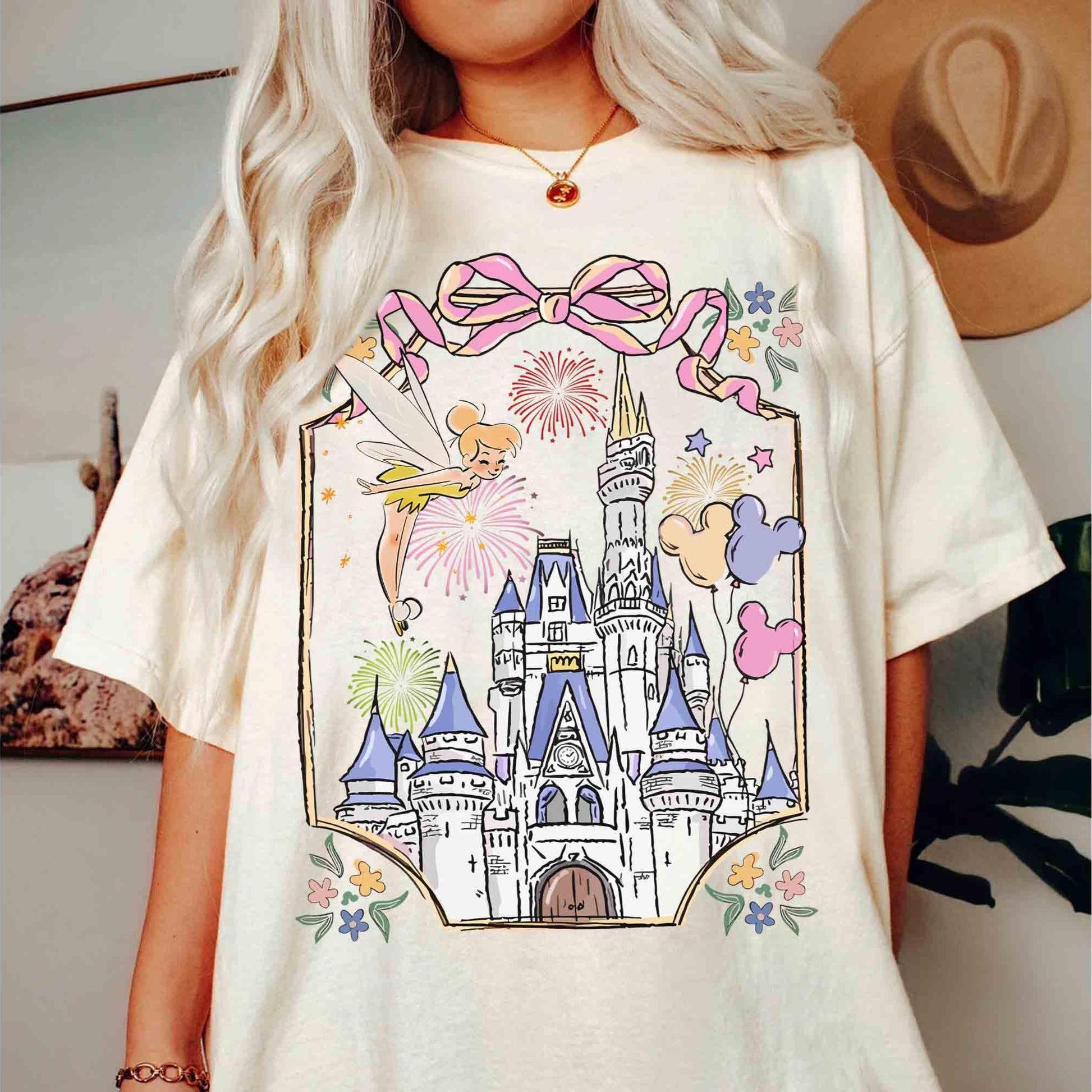 Whimsical Floral Castle Design Comfort Colors Shirt for Family Vacation Fun